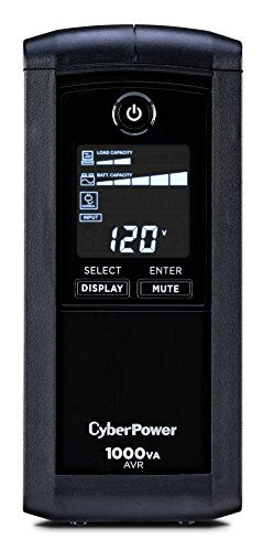 CyberPower Intelligent LCD Series 9 Outlet UPS Mini-Tower Battery Backup & Surge Protection (1000VA)