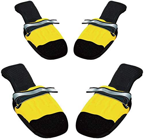 Muttluks Inc ML-AWXSY All Weather Leather Sole and Toe 2.25-Inch to 2.75-Inch Dog Boots, X-Small, Yellow, Set of 4