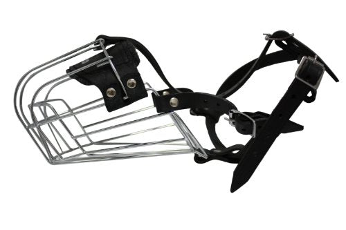 Wire Cage & Leather Muzzle (Miami). Size 8, Black. 14