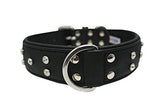 Collier de chien en cuir bling bling, large, rembourré, double pli et riveté, 24 
