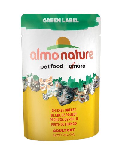 Almo Nature 1301 Green Label Chicken Breast Cat Food Pouches 24/55GM