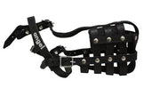 Leather Basket Muzzle (Boston). BM4, Black. 10.75