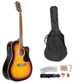 Pyle PGAKT40SB 41 inch Acoustic-Electric Guitar - Full Scale Guitar with Gig Bag Strap Accessory Kit - Sunburst