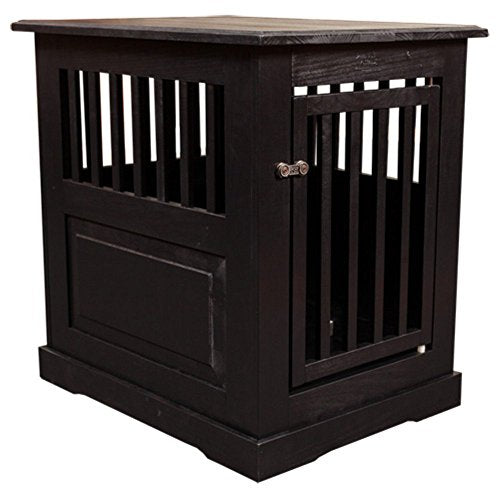 Dynamic Accents 42466 Amish Handcrafted Elegant,Hardwood Construction Fortress End Table Pet Crate Large - Black