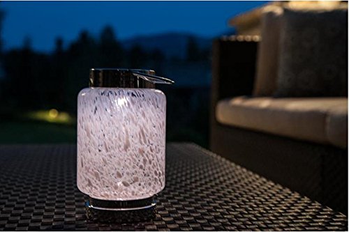 Allsop Garden 30674 Solar Boaters Lantern, Handblown Glass with Solar Panel and LED Light - White Cylinder