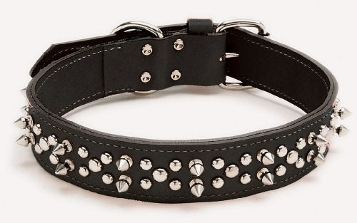Circle T Oak Tanned Spiked Leather Long Wide Collar