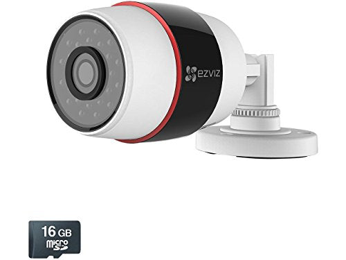 EZVIZ EZHUSKYG16 Husky HD 1080p PoE & Wi-Fi Wireless Video Security Bullet Camera, 16GB MicroSD, Compatible with Alexa using IFTTT