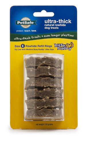 PetSafe Busy Buddy Ultra-Thick Natural Rawhide Dog Treat Refill Rings, Replacement Treats for PetSafe Busy Buddy Ultra Treat Ring Holding Toys