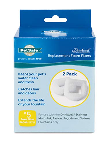 PetSafe Drinkwell Replacement Foam Filter for Dog and Cat Water Fountains, 2 Pack