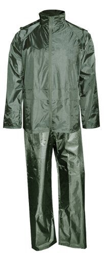N150JPB 2 Pieces Polyester/PVC Rain Suit for Junior With Pouch Navy Green - S-XL (Green, L)