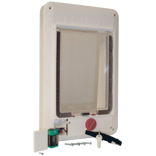Perfect Pet Electromagnetic E Cat Door with 7-Inch by 9-Inch Opening, 4-Way Locking