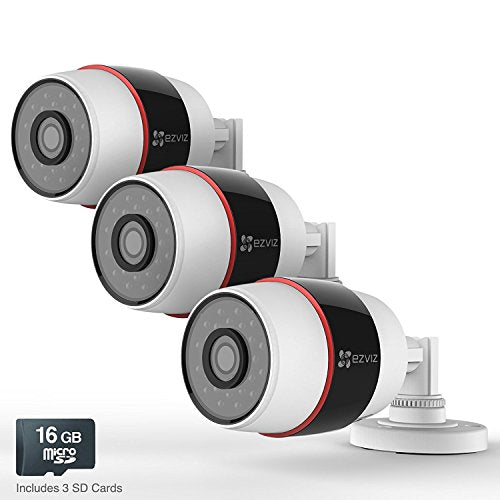 Ezviz ezhuskyg16 husky hd 1080p poe & wi-fi wireless vidéo de sécurité vidéo de sécurité, 3 x 16 Go microSD, compatible avec Alexa en utilisant ifttt