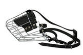 Wire Cage & Leather Muzzle (Miami). Size 12, Black. 18.5