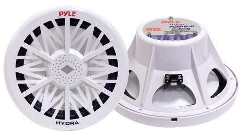 Pyle PLMRW10 10 inch 500 Watt 4 Ohm Water Resistant Marine Subwoofer - White