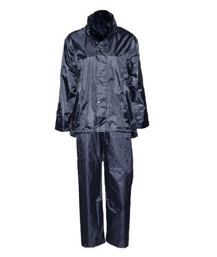 N154JPF 2 Pieces Polyester PVC Rain Suit Jacket For Women's With Pouch Navy Black - XS-2XL (Navy, M)