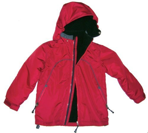 N390J Polyester Jacket Fleece Lined Navy Red - 4-6-8 (RED, 4)
