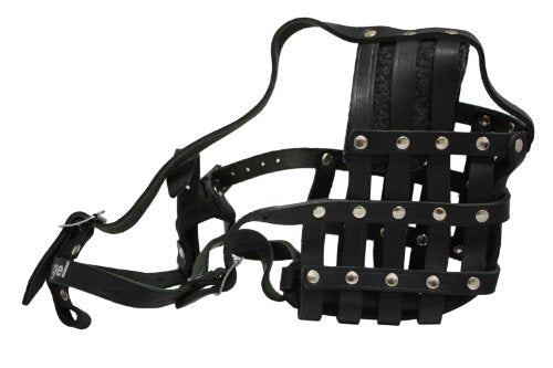 Angel Pet Supplies Leather Basket Muzzle Boston