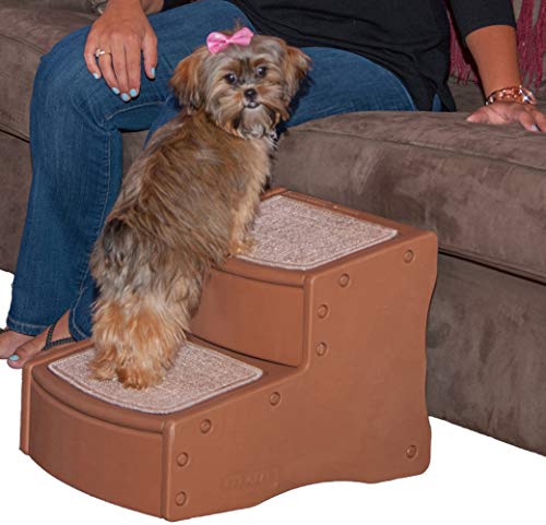 Pet Gear Easy Étape II Escaliers pour animaux de compagnie, 2 étapes pour les chats / chiens jusqu'à 75 livres, une bande de tapis lavable portable et amovible