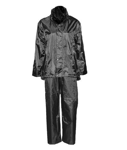 N154JPF 2 Pieces Polyester PVC Rain Suit Jacket For Women's With Pouch Navy Black - XS-2XL (Black, S)