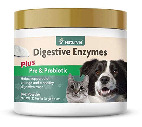 Enzymes digestives naturvets plus probiotiques pour chiens et chats, poudre de 8 oz, fabriquée aux États-Unis