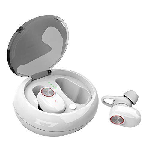 Sport Wireless Earbuds Bluetooth Headset with Charging case Headphone Noise Cancelling (White)