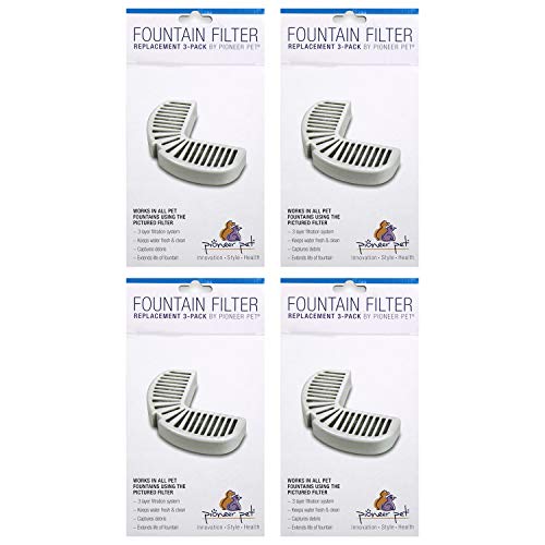 Pioneer Pet Replacement Filters for Ceramic & Stainless Steel Fountains, Raindrop Filters (12 Filters)
