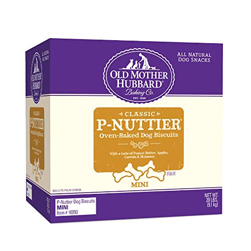 Old Mère Hubbard Classic Crunchy Natural Dog Treats, P-Nuttier Mini Biscuits, Boîte de 20 livres