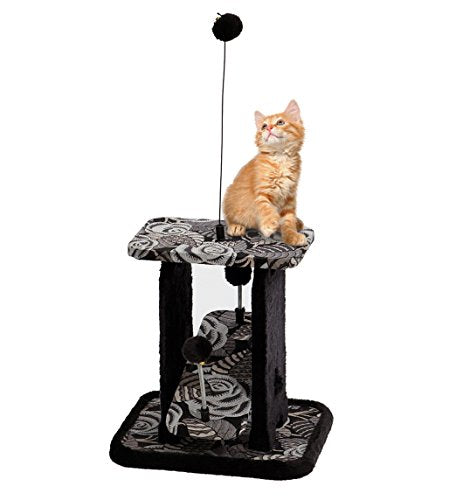 MidWest Homes for Pets Cat Tree |"Feisty" Cat Activity Tree, Fun & Whimsical Design Great for Kittens & Cats, Black/White Pattern, for Small Cats
