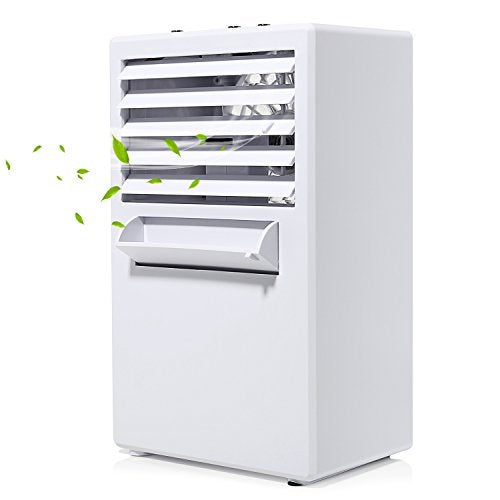 Fitfirst Portable Air Conditioner Fan, 3 in 1 Personal Space Air Cooler, Humidifier, Purifier, Desktop Cooling Fan Personal Table Fan Used Office Home Kitchen(White)