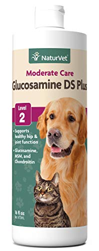 NaturVet Glucosamine DS Plus Level 2 Moderate Joint Care for Dogs and Cats, 16 oz Liquid, Made in USA