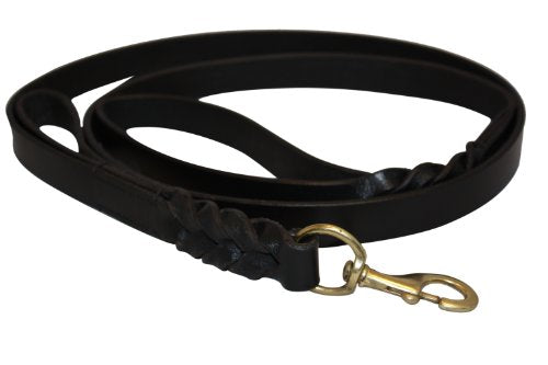 Double poignée tressée en cuir, 6 'x 1 ", noir, 100% en cuir huilé authentique. La poignée supplémentaire permet le contrôle de la circulation