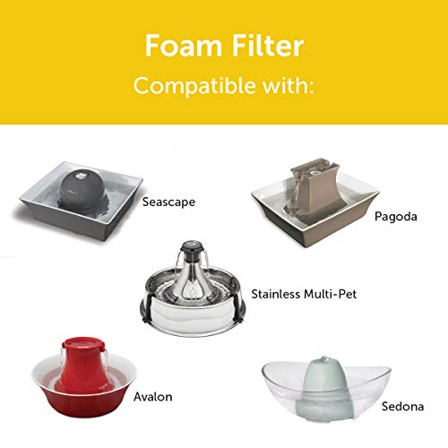 PetSafe Drinkwell Replacement Foam Filter for Dog and Cat Water Fountains, 2 Pack