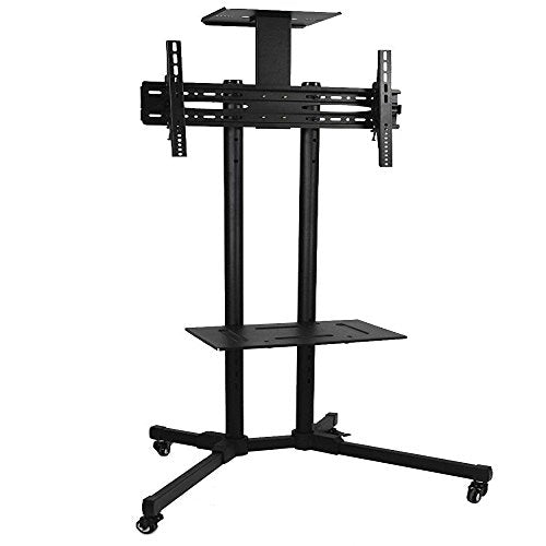 Prime monte PMD910b Cart de télévision en aluminium réglable avec étagère pour 32-65 