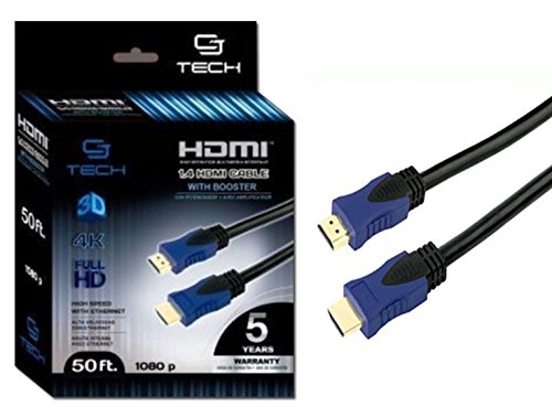 CJ Tech 00532 50 Feet Full HD 4K 3D 1080p 1.4 HDMI Cable with Ethernet - Black