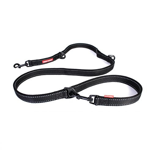 EzyDog Vario 6 Multi-Function Dog Leash with Snap Hook and Reflective Stitching - Perfect for Running, Walking, and Traffic Control - Hands-Free, Double Dog, and Tethering Capabilities (Standard, Black)