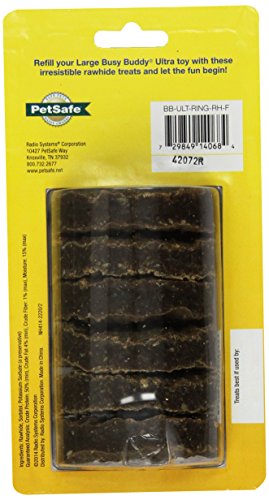 PetSafe Busy Buddy Ultra-Thick Natural Rawhide Dog Treat Refill Rings, Replacement Treats for PetSafe Busy Buddy Ultra Treat Ring Holding Toys