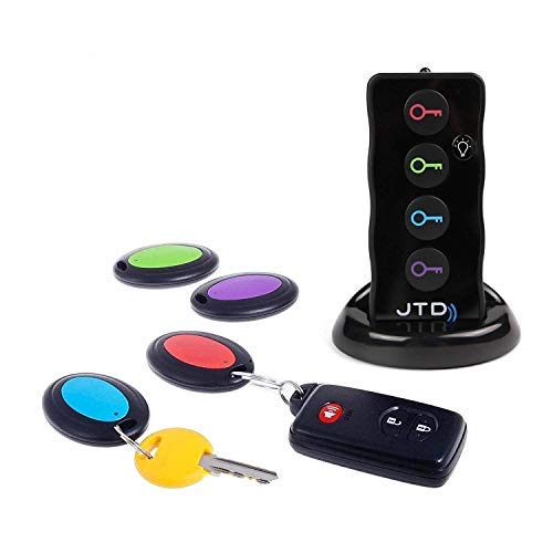 JTD Â® Wireless RF Item Locator/Key Finder with LED flashlight and base support. With 4 Receivers Key Finder-Wireless key RF locator, Remote Control, Pet, Cell, Wireless RF Remote Item, Wallet Locator. (4 Receivers)
