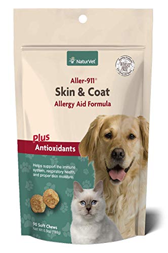 NaturVet Â Aller-911 Skin & Coat Allergy Aid Plus Antioxidants Â 90 Soft Chews Â Supports Immune System, Skin Moisture & Respiratory Health Â Enhanced With Omegas, DHA & EPA Â For Dogs & Cats