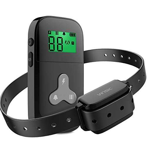 Shock Collar Dogs, Dog Training Collar no Barking Dog Collar 300 Meters Range Mini Dog bark Collar Remote LCD Display Small Large Dogs 1-5 Level Shock Vibration