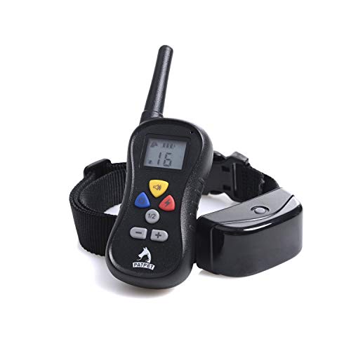 Patpet Dog Training Collar Rainproof Remote Shock Collar for Taining Dog,Separate Buttons for Each Correction, E Collar with Beep/16 Levels of Vbration and Shock, Anti Bark Collar
