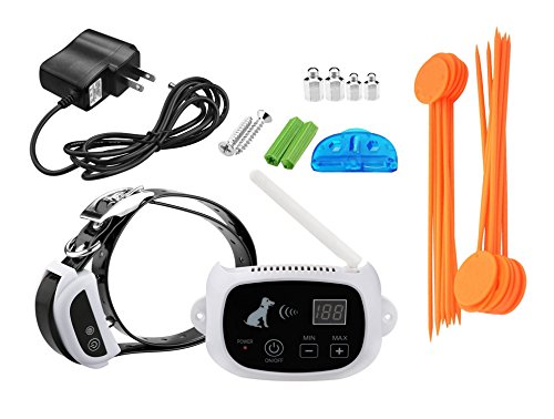 Outdoor Wireless Containment Pet Supplies Electronic Dog Yard 100 Levels Portable Wireless Dog Fence System with Shock Rechargeble and Waterproof Training Collar for Dog Cat