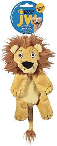 JW Pet Company Crackle Heads Leroy Lion Dog Toy, Medium