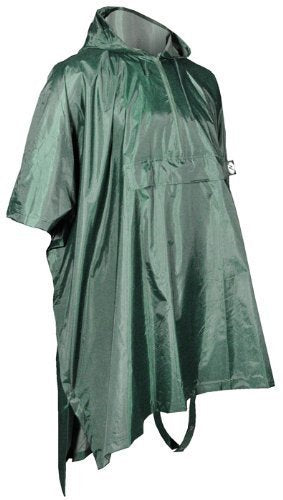 N157 Polyester/PVC Poncho Navy Green One Size - 48" x 42" (Green)