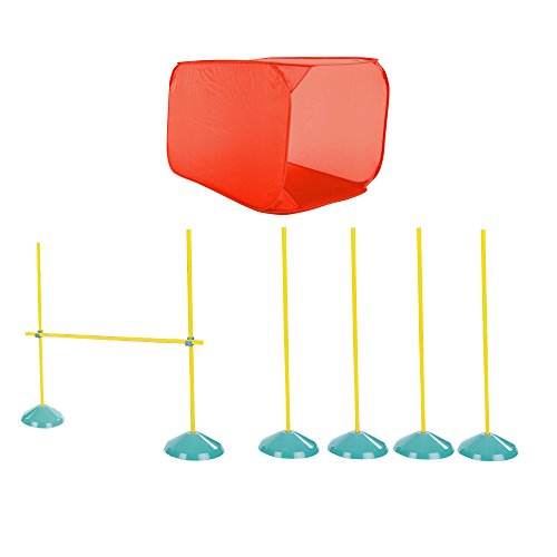 Outward Hound Kyjen 41003 Zip Zoom Indoor Dog Agility Starter Kit with Dog Tunnel Weave Pole High Jump Obstacles, Large, Multicolor
