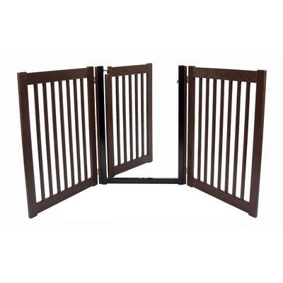 Dynamic Accents 32" Highlander - 3 Panel Walk Through Free Standing Wood Pet Gate - Mahogany