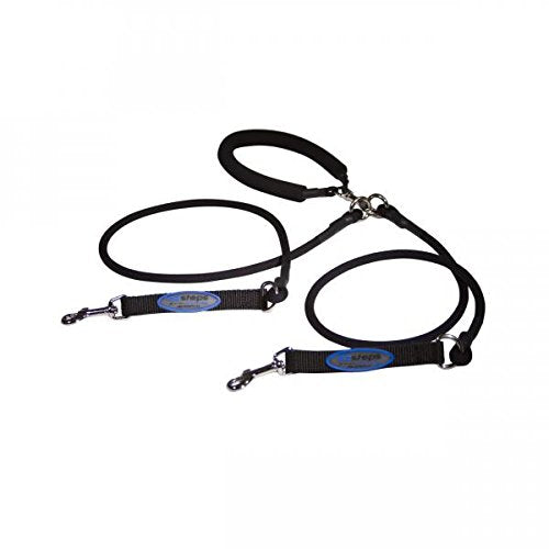 Bergan Pet Ez Step Stretch Dual Leash In Black
