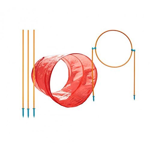 Outward Hound Kyjen 42003 Zip And Zoom Outdoor Agility Kit 3 Obstacle Dog Agility Kit With Dog Tunnel Weave Pole High Jump, Large, Multicolor Standard Packaging