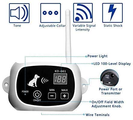 FOCUSER Electric Wireless Fence for Dogs Pet Containment System for Dog and Pets with Waterproof and Rechargeable Training Collar Receiver Boundary (with 20 Training Flags)