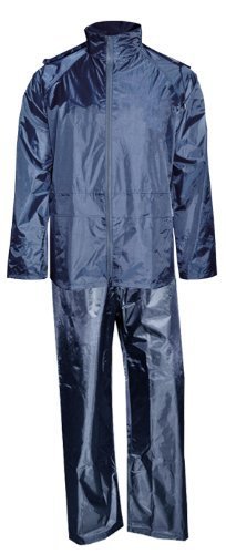 N150JPB 2 Pieces Polyester/PVC Rain Suit for Junior With Pouch Navy Green - S-XL (Navy, XS)