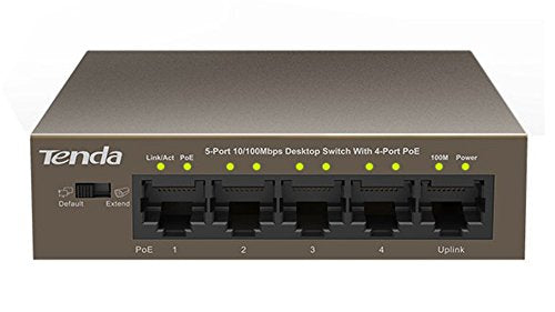 Tenda Fast Ethernet 10/100Mbps Desktop Switch with 4-Port PoE (5 Port)